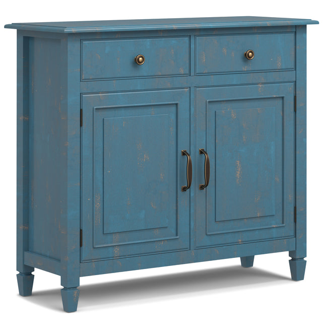 Connaught Entryway Storage Cabinet in Distressed Coastal Blue – Solid Pine Wood, Traditional Style, 40' W x 15' D x 36' H