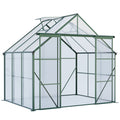 Green Double Door Polycarbonate Greenhouse with Raised Base and Anchor, Aluminum Heavy Duty, 8x6 FT, Walk-in for Outdoor Backyard