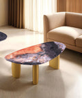 Contemporary Style 1pc Coffee Table Sintered Stone Top Gold Legs Soft Corner Edges Black Gray And Matte Gold Finish