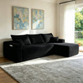 108' Cloud Sectional Sofa with L-Shape Chaise and Side Pockets , Modern Modular Design, Deep Seating, Upholstered Couch for Living Room/Bedroom, No Assembly Required (Plush Fabric), Black, Right