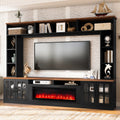 U-Can 95.5' W Wall Unit Entertainment Center with Bookshelves for TVs up to 80', Modern TV Stand Media Console with electric fireplace  Cabinets,  and Adjustable Shelves for Living Room