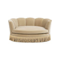 Clara Medium Scalloped Pet Sofa Bed in Fawn Brown Performance Velvet with Foam Cushion and Wood Frame