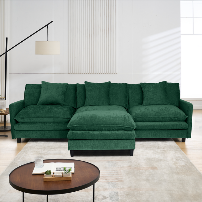 108-inch L-shaped modular frame chenille fabric sofa