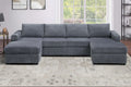 Dark Gray Finish 3pc U-Shaped Sectional Set Cushion Back Armless Chairs Right Arm And Left Arm Chaise Primary Living Room Comfortable For 4 People