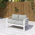 Aluminum Outdoor Sofa, White Patio Sofa, Patio Loveseat for Small Spaces
