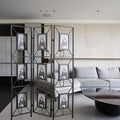47x71' Room Photo Frames Screen Divider Screens, 3 Panel Decorative Screen with Photo Frames, Antique Mirror, Candle Stick