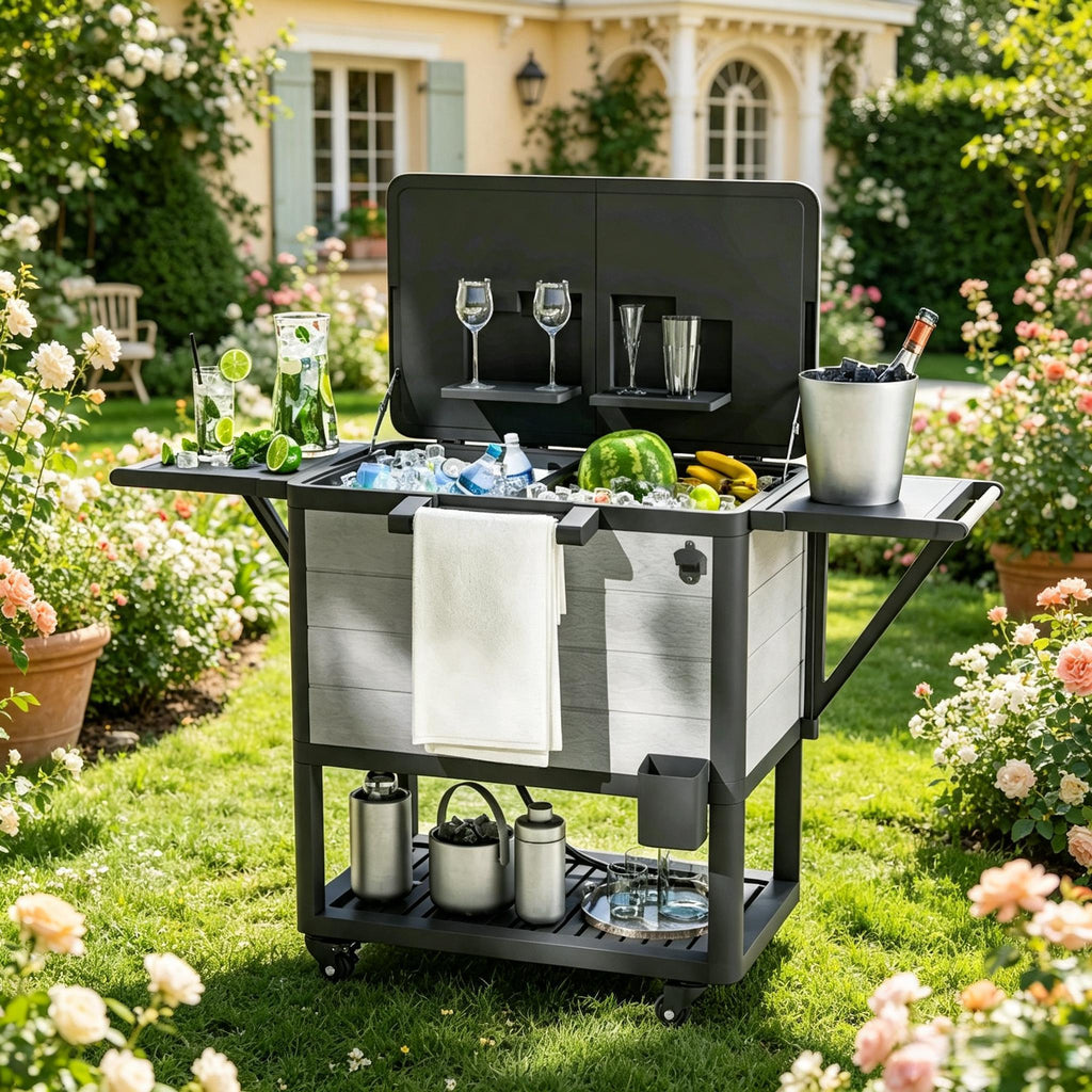Mobile Chill Hub Cooler Cart,Poolside Cooler Cart,Patio Beverage Cooler Cart,Portable Outdoor Cooler Cart