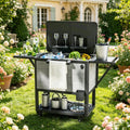 Mobile Chill Hub Cooler Cart,Poolside Cooler Cart,Patio Beverage Cooler Cart,Portable Outdoor Cooler Cart