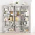 90 cm space saving corner bookshelf + 80 cm bookcase extendable free combination, set of 2 display shelf, light grey color and other 4 colors for option, freely combined and matched furniture