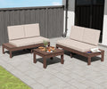 HDPE Outdoor Patio Sofa Set, 3-Piece Modern Conversation Set with Left & Right Arm Sofas, Cushioned Sectional Seating and Coffee Table for Backyard, Porch, Deck & Garden,Brown