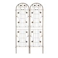 2 Pack Metal Garden Trellis 86.7' x 19.7' Rustproof Trellis for Climbing Plants Outdoor Flower Support Brown