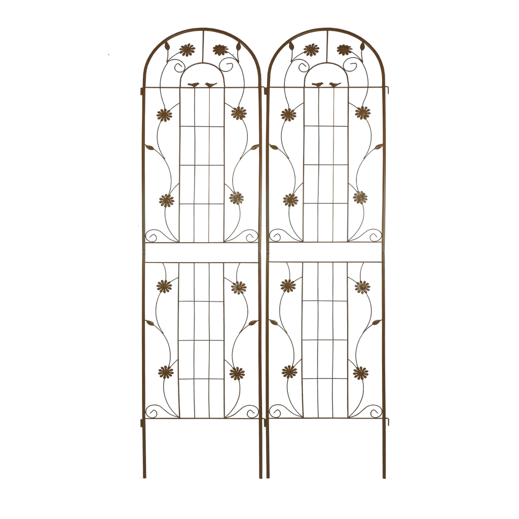 2 Pack Metal Garden Trellis 86.7' x 19.7' Rustproof Trellis for Climbing Plants Outdoor Flower Support Brown