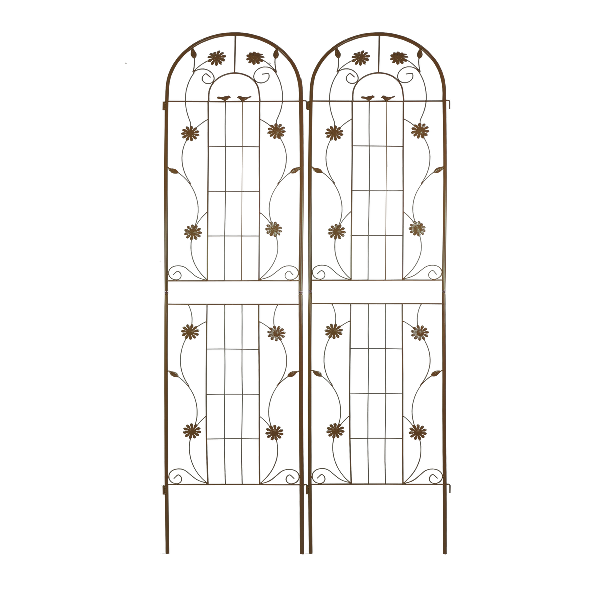 2 Pack Metal Garden Trellis 86.7' x 19.7' Rustproof Trellis for Climbing Plants Outdoor Flower Support Brown