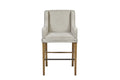 Set of 2 Upholstered Wingback Bar Stools with Metal Footrests – Cashew Hickory Finish