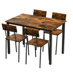 5 Piece Metal and Wood Indoor Modern Dinning Table Furniture Set for 4, Dining Table Chairs - Eloy Royal