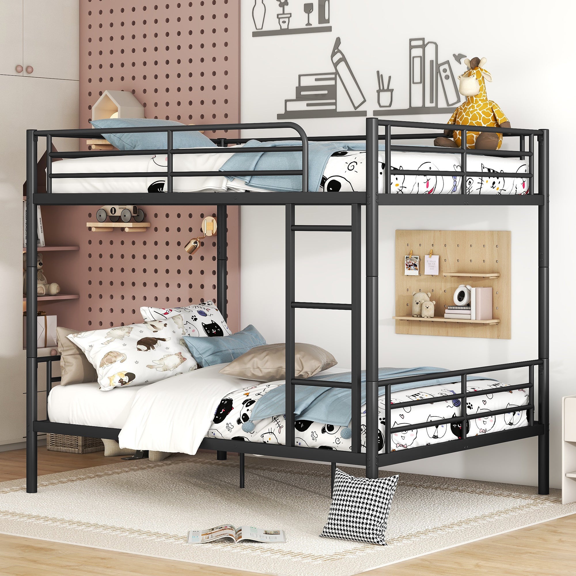 Full Over Full Metal Bunk Bed, Black