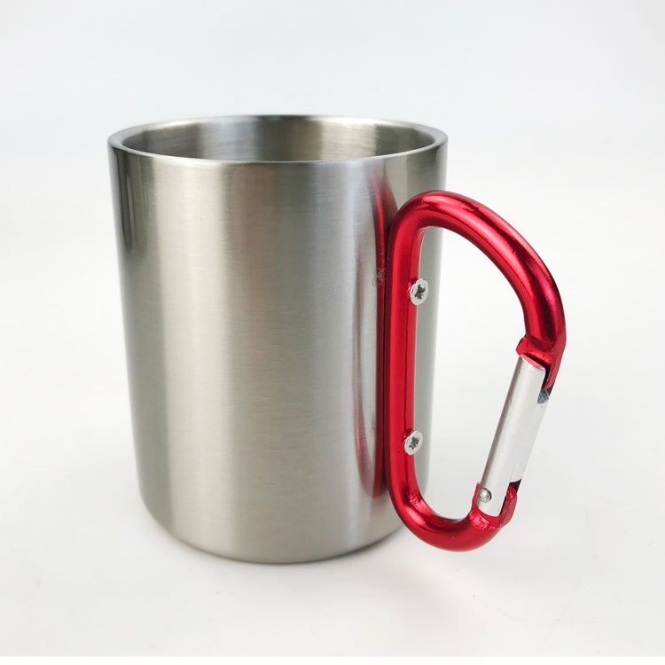 Portable Stainless Steel Cup For Camping Traveling Outdoor Cup With Handle Carabiner Climbing Backpacking Hiking Cups 200ml - Eloy Royal