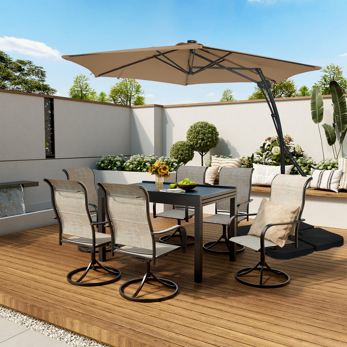10ft Outdoor Patio Cantilever Umbrella with Stand