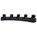 Black 9-Piece Upholstered Home Theater Seating Set with Recliners and Wedge Consoles