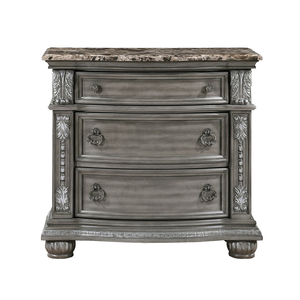 Nightstands Bedroom Engineered Wood Traditional Set of 2 Gray