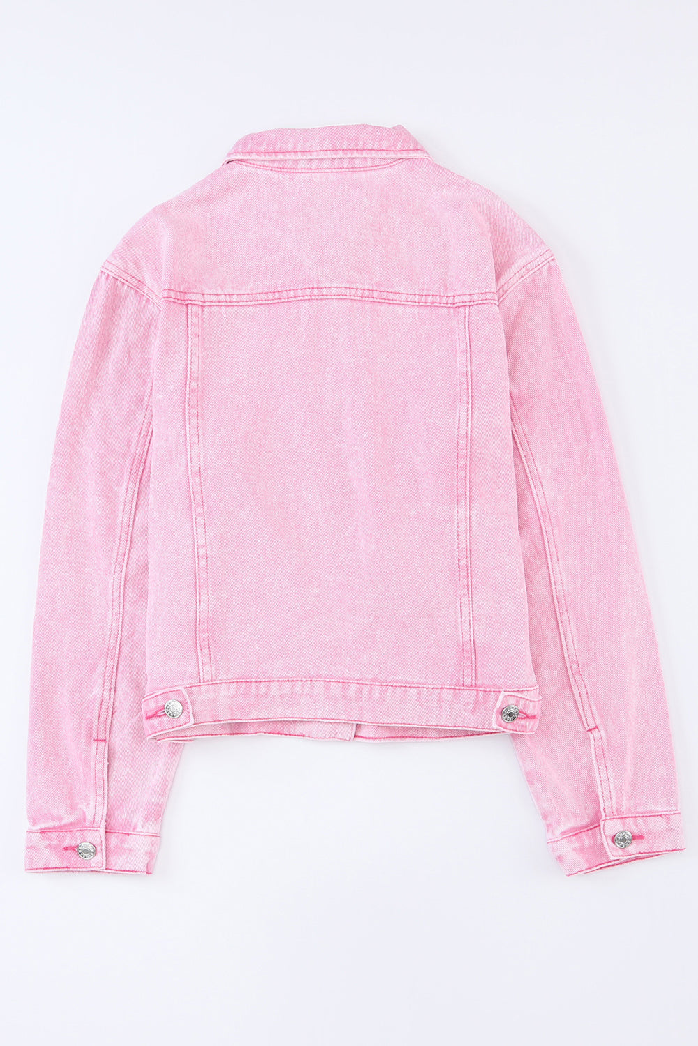 Wholesale Pink Light Wash Flap Pockets Button Up Denim Jacket - Eloy Royal