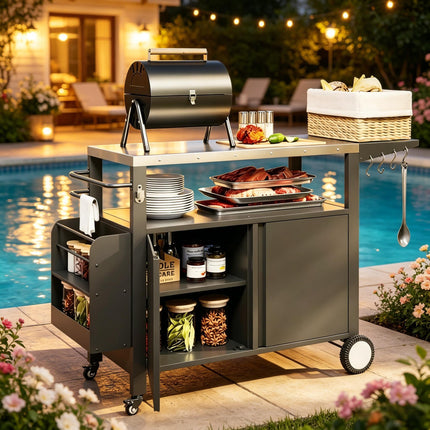 Convenient Kitchen Island,Movable Grill Cart Table,Oven Table,Versatile Bar Cart