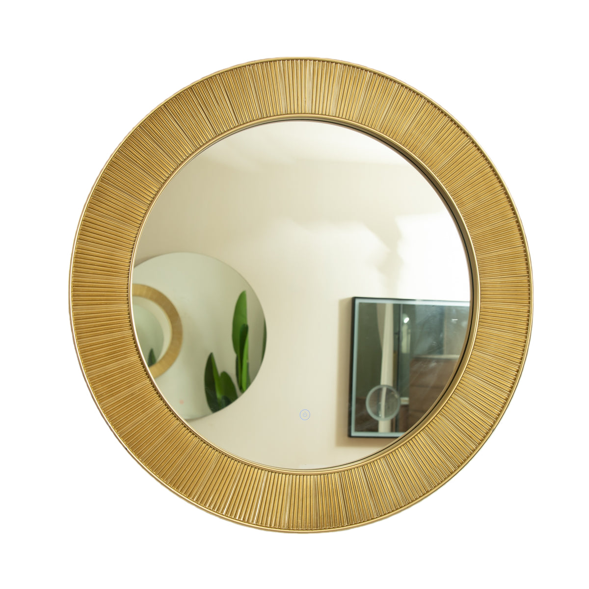 31'' Cyclis Mirror, Thick Gold Frame PU Art Decorative Mirror, Three Color Temperatures are Available, Suitable for Bathroom, Bedroom, Living Room, Corridor, Entryway, etc.