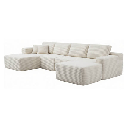 134' Modern Minimalist Modular Sectional Couch, Comfort L Shaped 4-Seat Lounge Sofa with Ottoman, Left Hand Facing