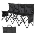 Portable Folding Bench, 4 Seat Foldable Soccer Bench with Side Pockets and Carrying Bag, Lightweight Sideline Seating with Back Rest for Football, Baseball, Camping, Outdoor Events, Black