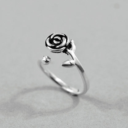 S925 Sterling Silver Rose Vintage Ring - Eloy Royal