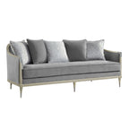Fernando Gray Chenille & Champagne Sofa w/5 Pillows