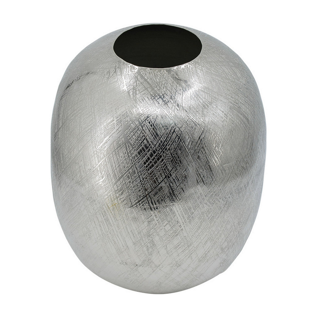 Skye Curved Metal Vase, Metallic Silver, 13 in