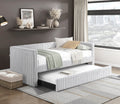 1pc Daybed with Trundle Gray Corduroy Fabric Upholstery Modern Luxury Home Furniture Durable Comfortable