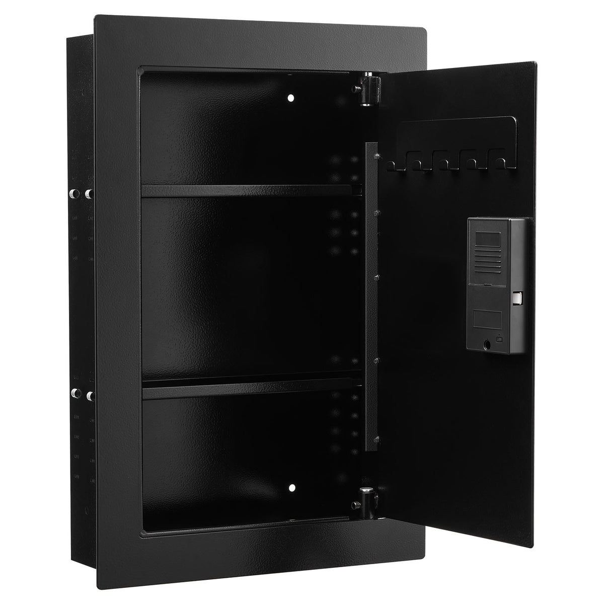 Wall Safe, 3-Tier Hidden Wall Safe with Fingerprint, Password, Key & Turning Knob, Q235 Cold-Rolled Steel In-Wall Box with Adjustable Shelves & Key Holders for Money, Jewelry, Passport, Document