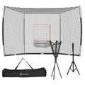 Soozier 17' x 5.5' Baseball Net with Strike Zone, Tee, Caddy, and Carry Bag for Pitching and Hitting, Portable Extra Large Softball and Baseball Training Equipment