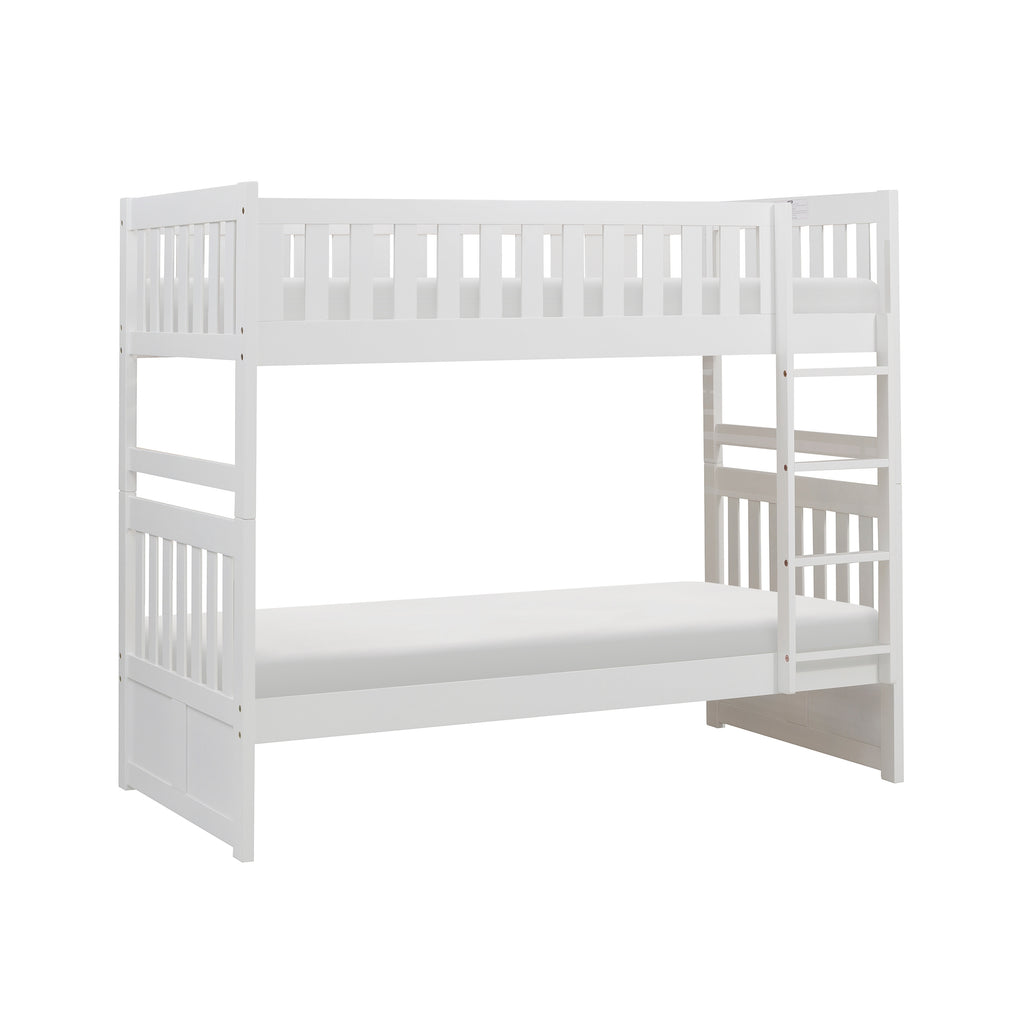 Bed Twin Twin/Twin Bunk Youth Engineered Wood Transitional White