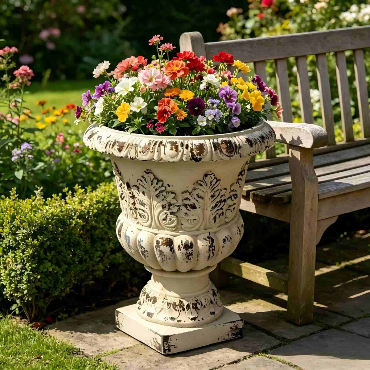 MGO Garden Planter, Garden decoration and planting,Color Antique White, Size 16.53'Wx16.53''Dx20.47'H