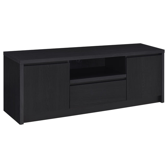 Sloat Black 2-Door TV Stand Media Console with Cable Management, Engineered Wood, 60-Inch Compact Design