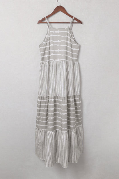 Grey Tie Dye Spaghetti Strap Summer Maxi Dress - Eloy Royal