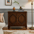 33.6' Retro Wooden Sideboard Buffet Cabinet with Storage, Symmetrical Geometric Accent Display Cabinets, Media Console Credenza for Living Room/Entryway/Dining Room/Kitchen, Walnut