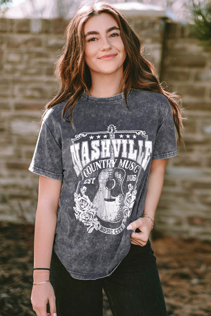 Red Nashville Rock Band T Shirt Vintage Washed Tee - Eloy Royal