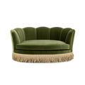 Clara 34.5' Scalloped Pet Sofa Bed, Medium, Olive Green Performance Velvet