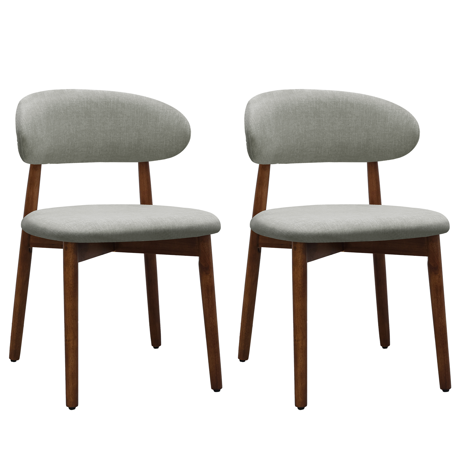 Laurel Green Flannelette Upholstered Dining Chair with Walnut Solid Wood Legs, Armless Chair Set of 2 for Kitchen, Restaurant, Living, Meeting Room