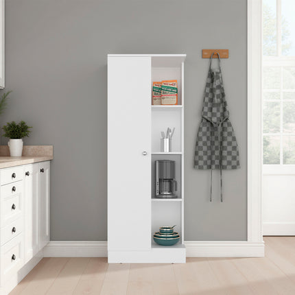 Rels Kitchen Storage Cabinet with 3 Shelves and 2 Closed Compartments, White