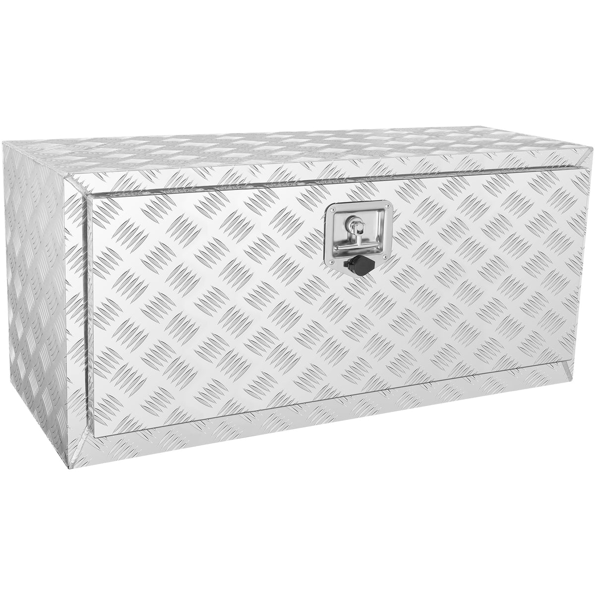 Underbody Truck Box, 36'×17'×18' Pickup Storage Box, Heavy Duty Aluminum Diamond Plate Tool Box with Lock and Keys, Waterproof Trailer Storage Box with T-Handle Latch for Truck, Van, Trailer