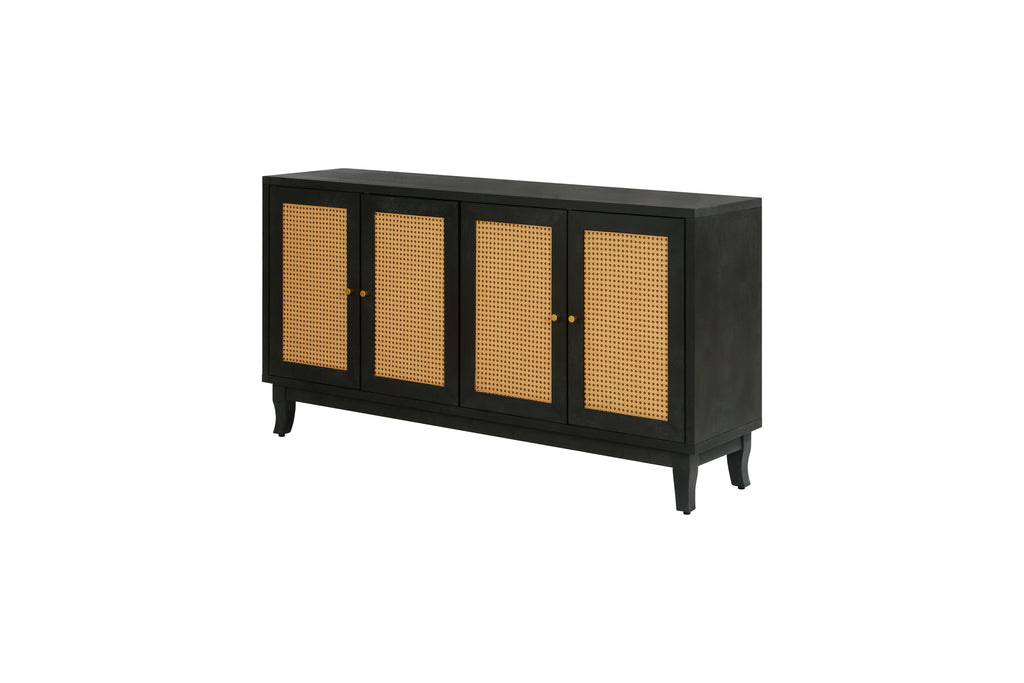 Kristoff Rattan Four-Door Sideboard, Dark Grey, 60 in