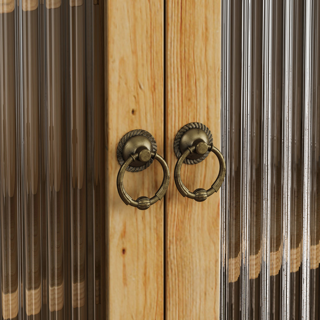 Galatea Glass-Door Wall Cabinet with Towel Rail, Natural, 25 in