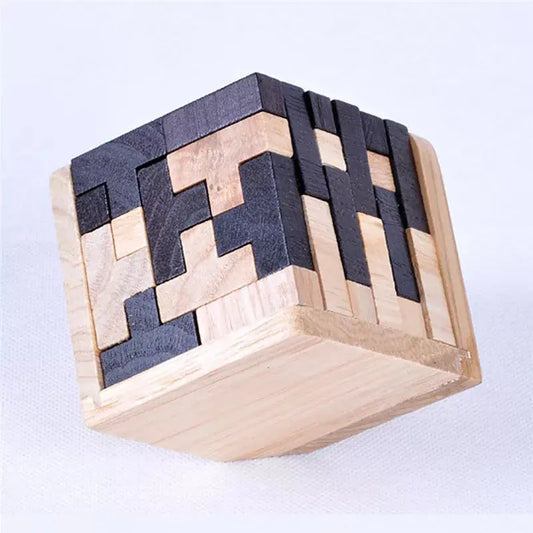 3D Wooden Puzzle Early Learning Educational Toys Kids IQ Brain Teaser Interlocking Cube Montessori Toys for Children Development - Eloy Royal