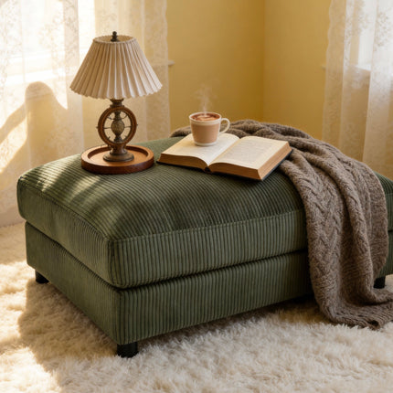 Corduroy Upholstered Rectangle Ottoman
