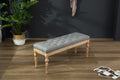 Habit Solid Wood Button Tufted Dining Bench, Grey